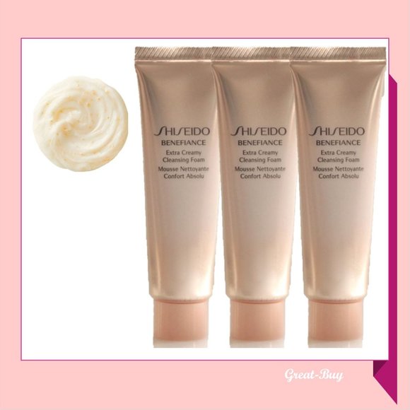 3x Shiseido Benefiance Extra Creamy Cleansing Foam Brand New - 1 oz/30ml - Picture 1 of 3
